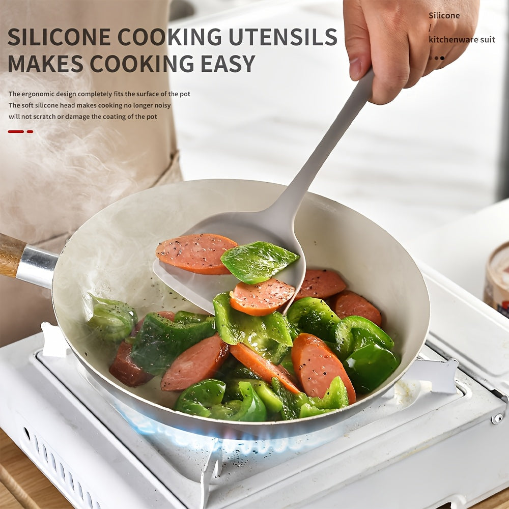 Набор кухонных принадлежностей из силикона из 15 предметов с корзиной для хранения, антипригарные, термостойкие