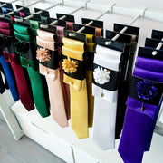 Men's Tie Set with Pocket Towel and Brooch, Classic Striped Plain Design