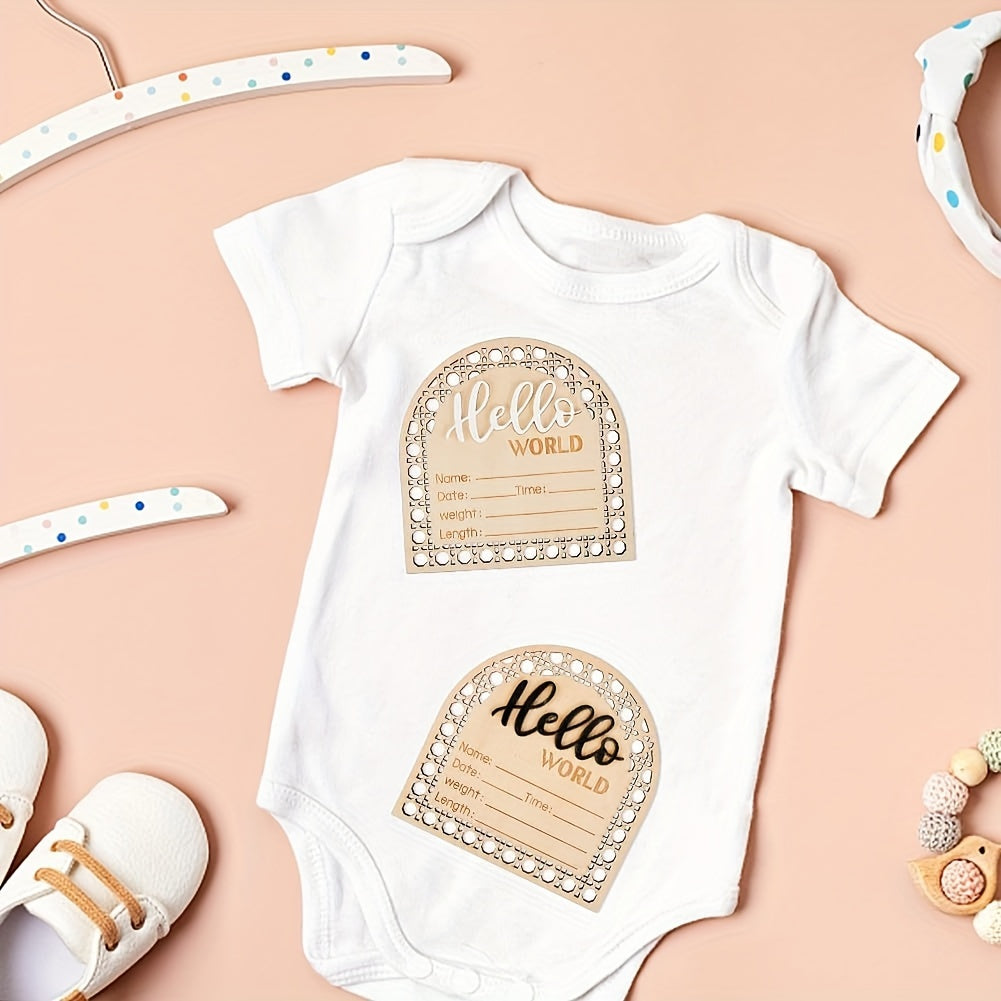 Yog'och tug'ilganlik e'lon taxtasi, fan shaklidagi apricot, 13.97 sm, chaqaloq uchun esdalik, foto atributi