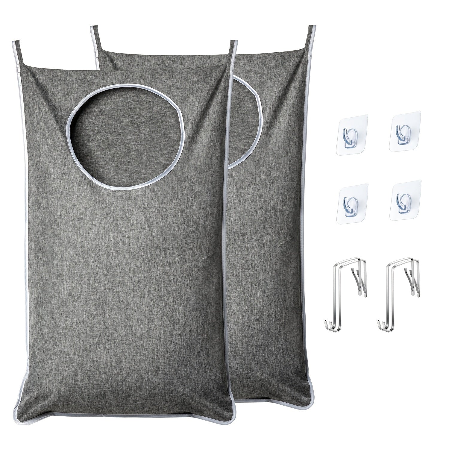 Katta O'lchamdagi Eshikga Osiladigan Kir Yuvish Hamperi Sumkasi, Ikkita Turi Qulflar Bilan, Butun Oila Uchun Katta Ochiq, 36.5X22.5 Dyum, Kulrang/Ko'k/Qora