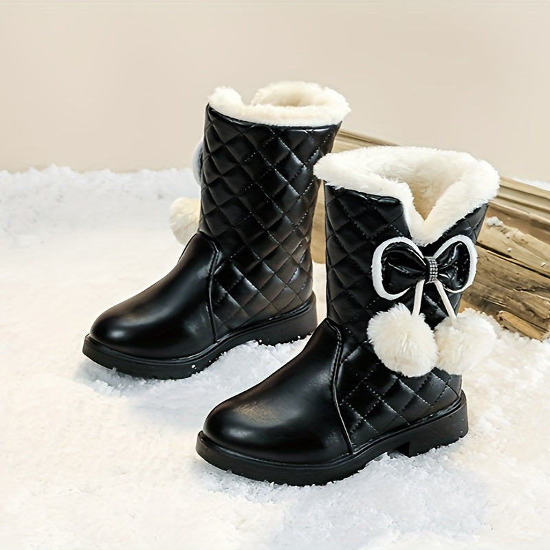 Girls Winter Snow Boots Thickened Warm Casual Easy-On Medium Tube