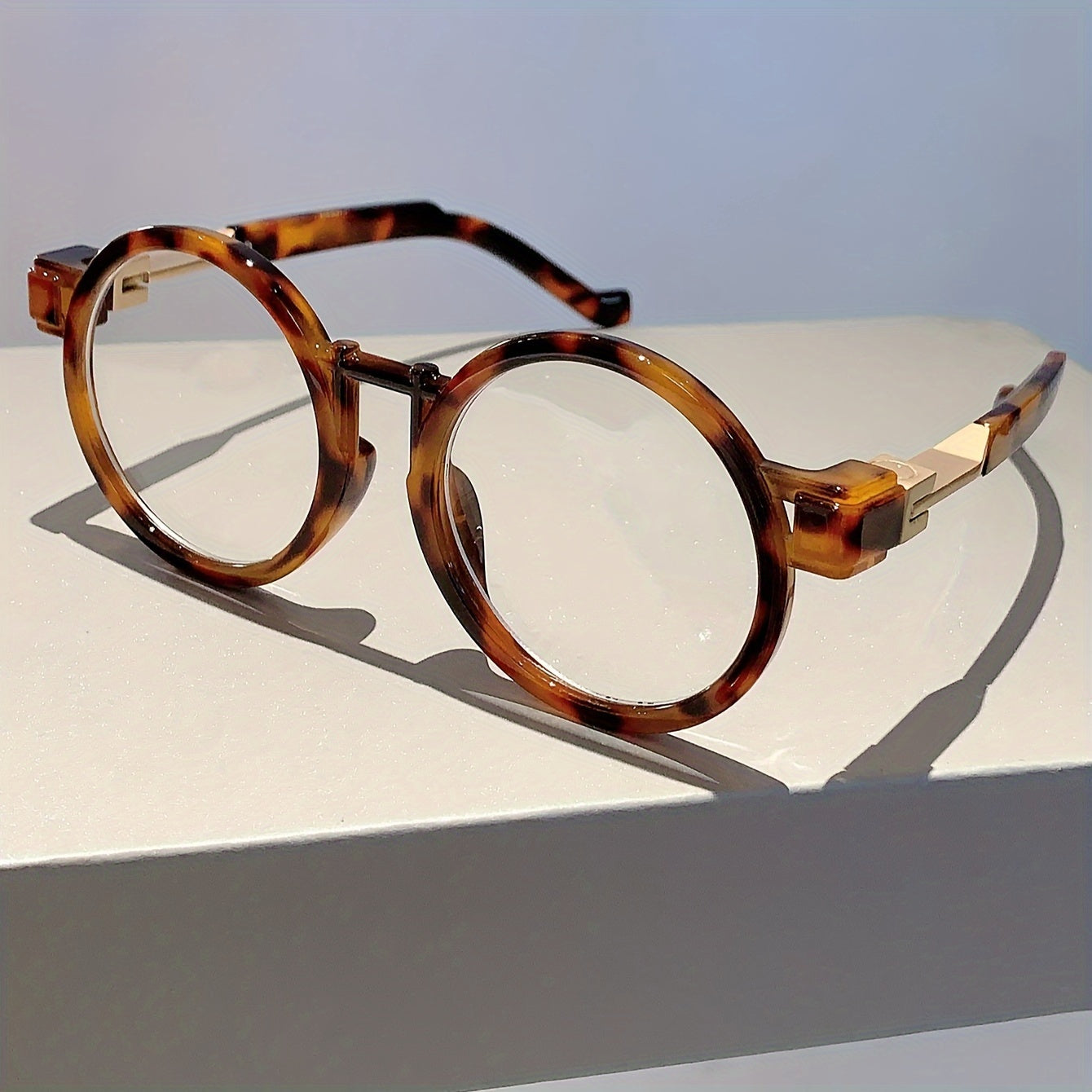 Gafas de lentes transparentes para mujer, estilo retro redondo con estampado de leopardo, gafas para ordenador