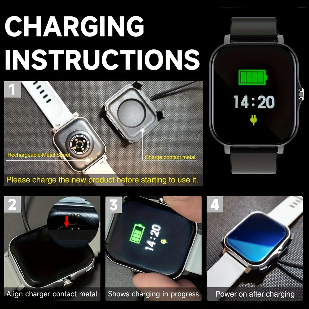 Smart Watch for Men and Women 4.65cm Wireless Calling Long Sitting Reminder USB Rechargeable
