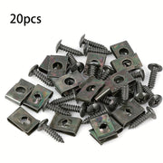 20pcs Metal U-Shaped Car Fender Clips with Screws Durable Automotive Fasteners