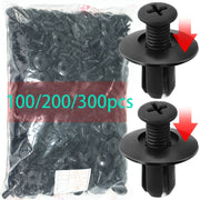 200 Pcs Black 8mm Plastic Fasteners Car Bumper Fender Rivets Push Clips