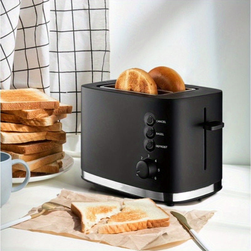 Тостер на 2 ломтика с широким отверстием, 6 уровней обжарки, съемный поддон для крошек