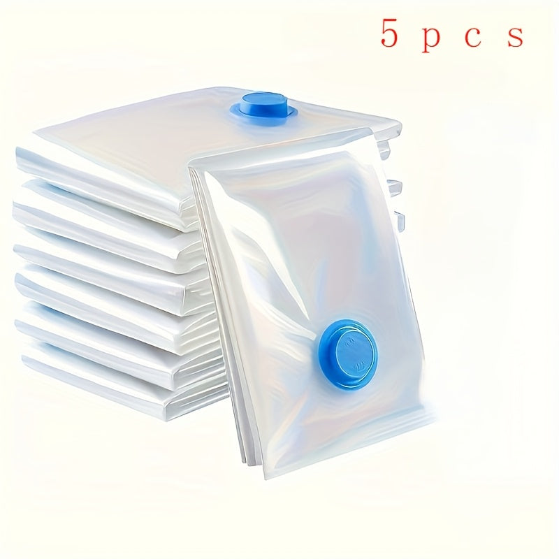 Set of 5 Rectangular Vacuum Storage Bags with Hand Pump for Clothing Space Saving