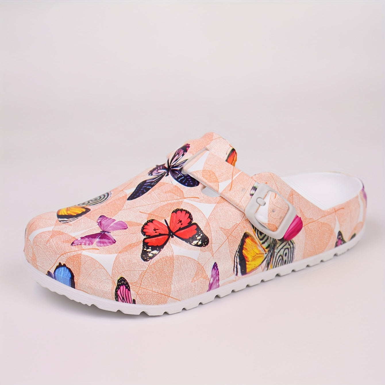 Women's Butterfly Print Garden Clogs Lightweight Slip-On Mules