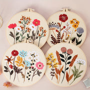 4-Piece Embroidery Kit with Floral Pattern, Hoops, Floss, Needles and 3-Pack Cross Stitch Kit for Beginners