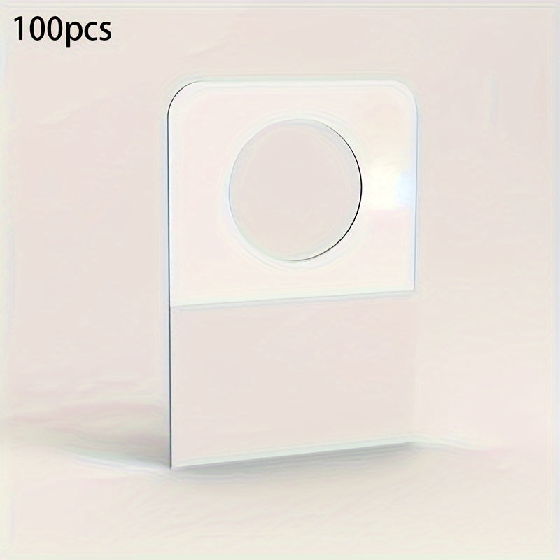 100/200pcs Clear Self-Adhesive Hang Tabs with Round Holes for Retail and Office Displays