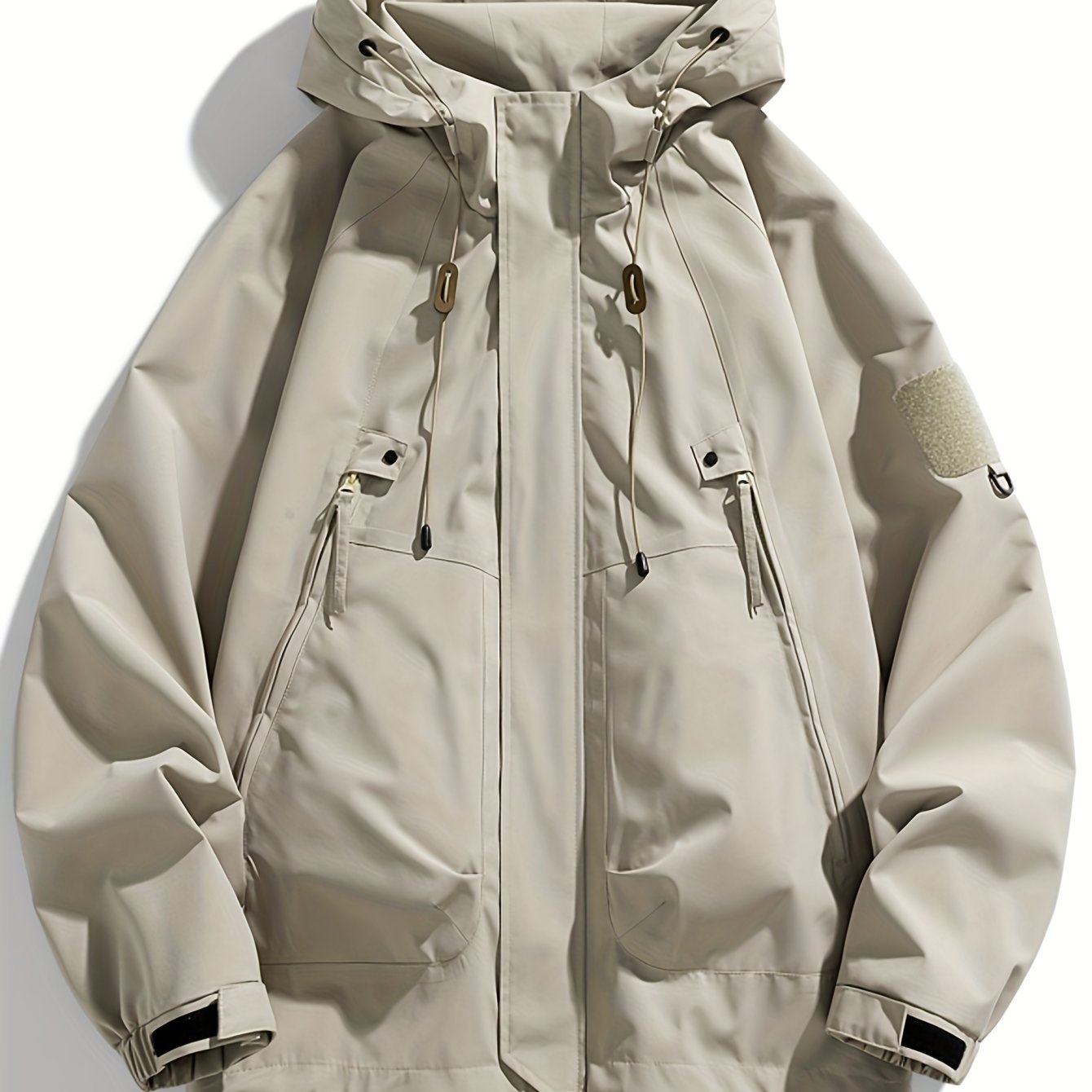 Erkaklar uchun mustahkam sport kurtkasi, fermuarlı cho'ntaklar bilan, bahor/kovak uchun tasodifiy nafas oladigan kapüşonli kurtka.