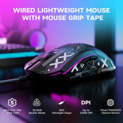 Gaming Mouse with 65G Lightweight Honeycomb Shell 26 RGB Backlighting Optical Sensor