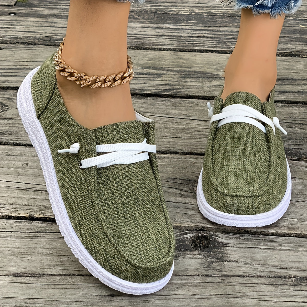 Women's Fabric Slip-On Shoes with TPU Sole and Fabric Insole All-Season Casual Footwear