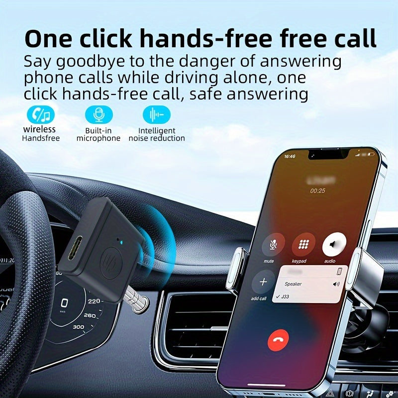 Wireless Bluetooth 5.3 AUX Receiver for Car Home Headphones Mini Audio Adapter