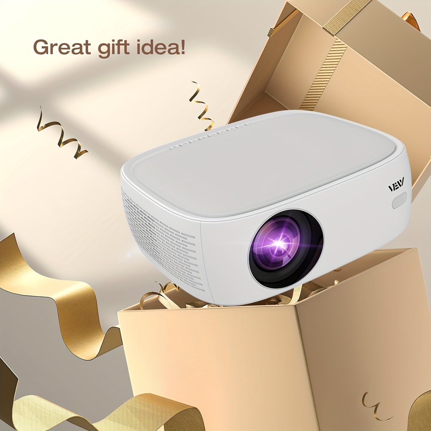 Wireless 1080P Smart Projector with WiFi, Big Screen HD Home Theater