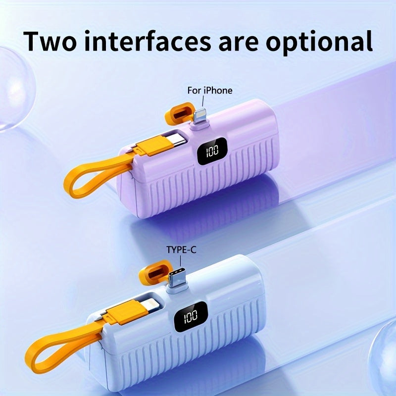 5000mAh Mini Portable Power Bank for iPhone iPad Samsung Android USB-C Emergency Charger