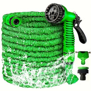 Expandable High-Pressure Garden Hose 3X Soft Rubber with 7-Function Nozzle 15-38 M