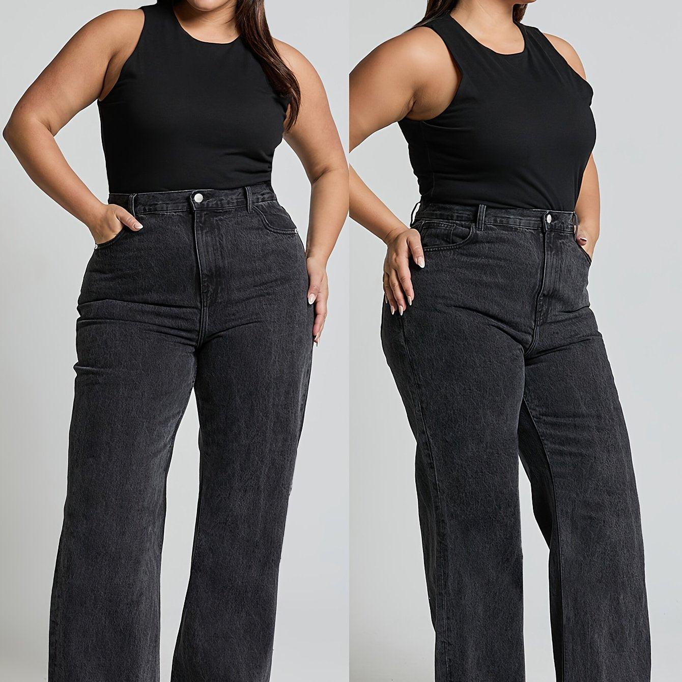 Women's Plus Size Non-Stretch Jeans - Structured Leg Pants with H-Line Fit