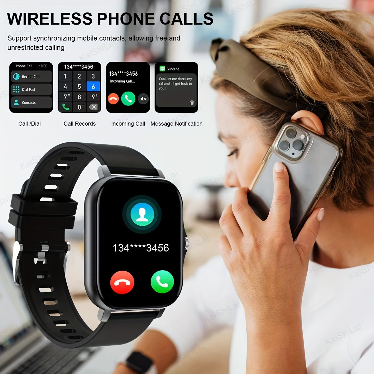 1.83-Inch Smart Watch for Men and Women with Sports Modes and Android iPhone Compatibility