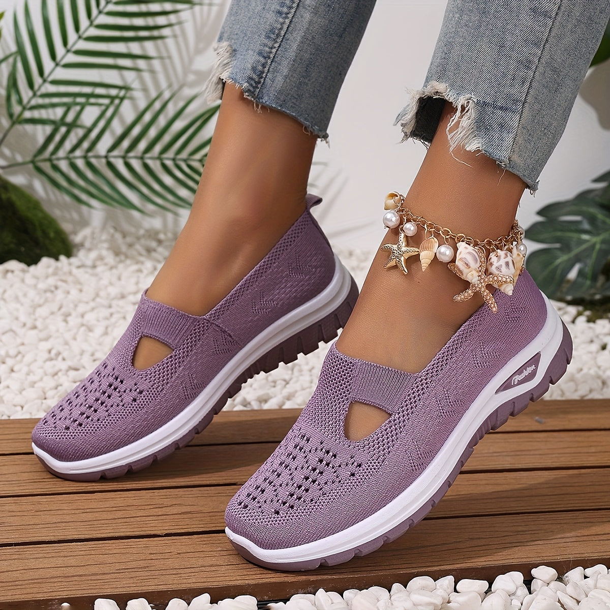 Zapatillas casuales para mujer de malla transpirable, ligeras y planas