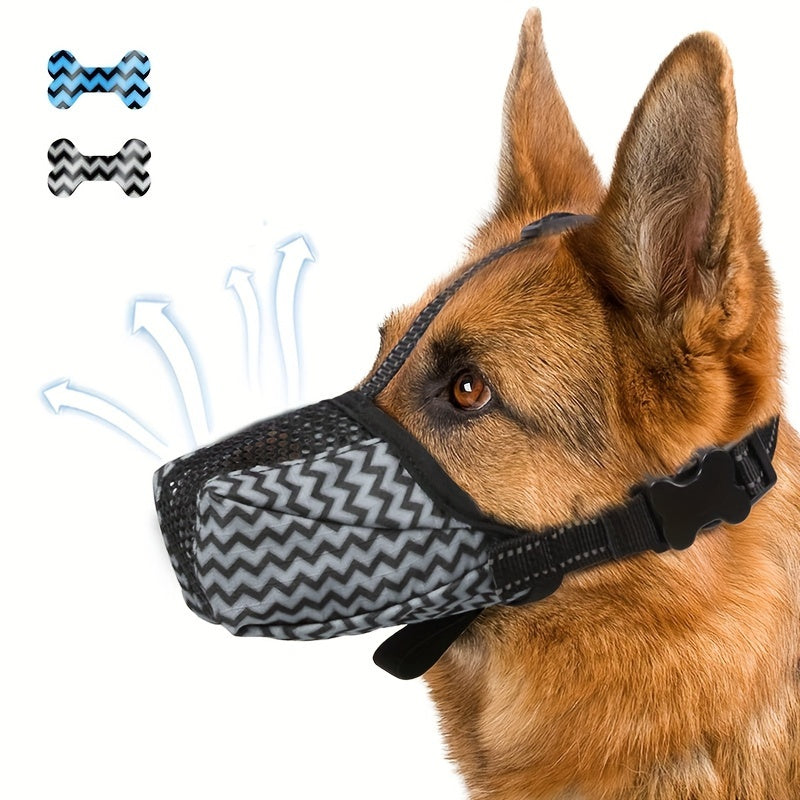 Reflective Nylon Dog Muzzle for Small Medium Large Dogs Blue Black Adjustable