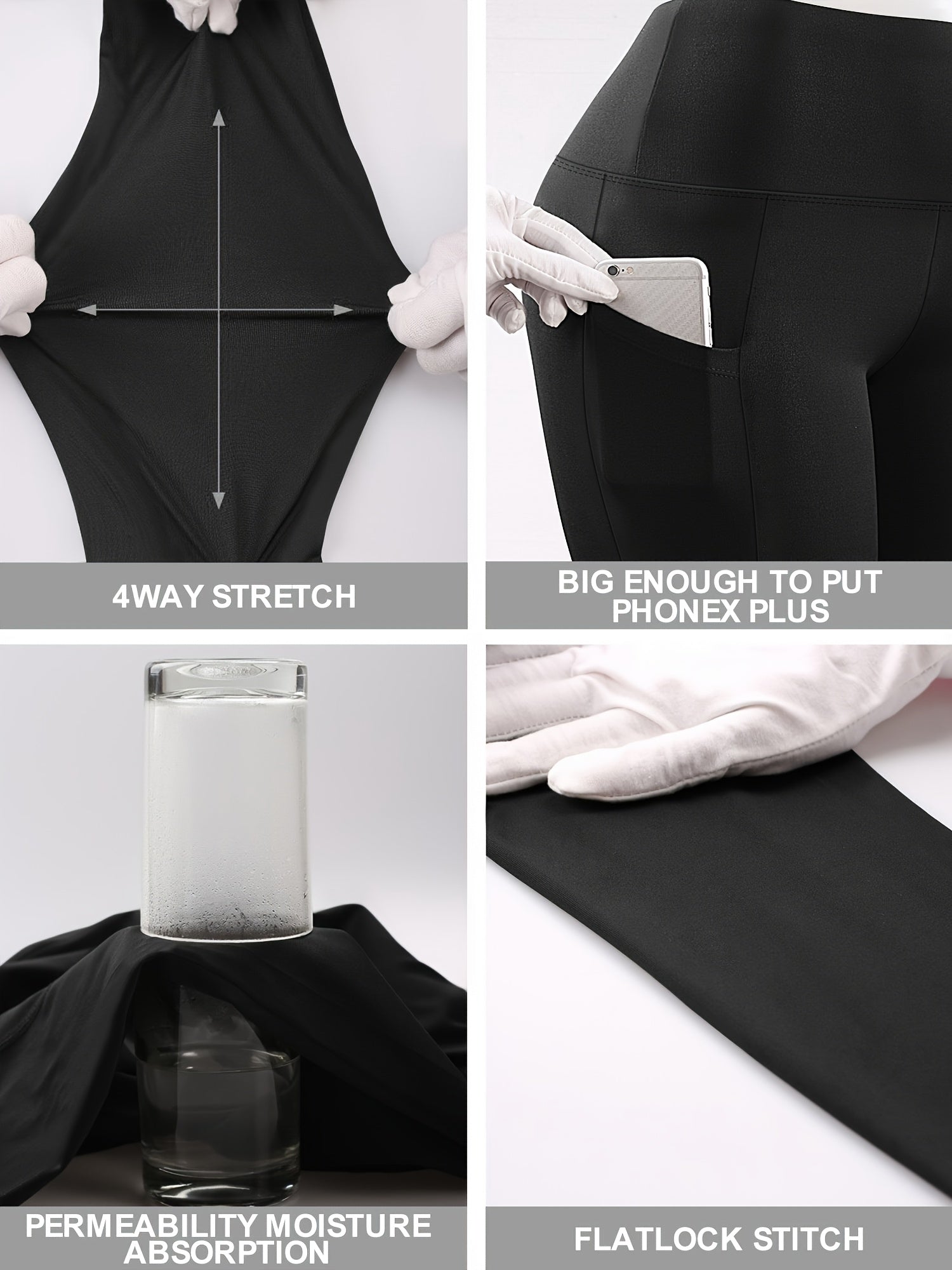 Women Yoga Pants 2pcs Large Size High-Waisted Tummy Control with Pockets