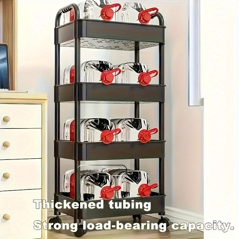 Multi-Tier Plastic Storage Cart with Swivel Wheels for Living Room Bathroom Kitchen Black or White