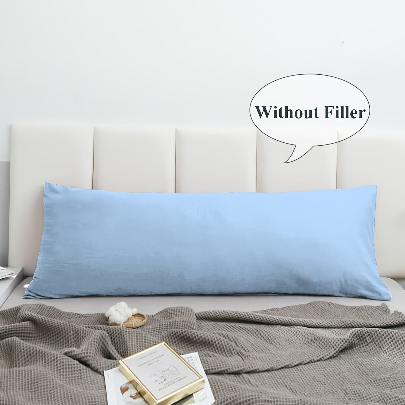 Soft Breathable Body Pillow Cover Long Pillowcase Plain Brushed Design Bedroom Sofa Decor