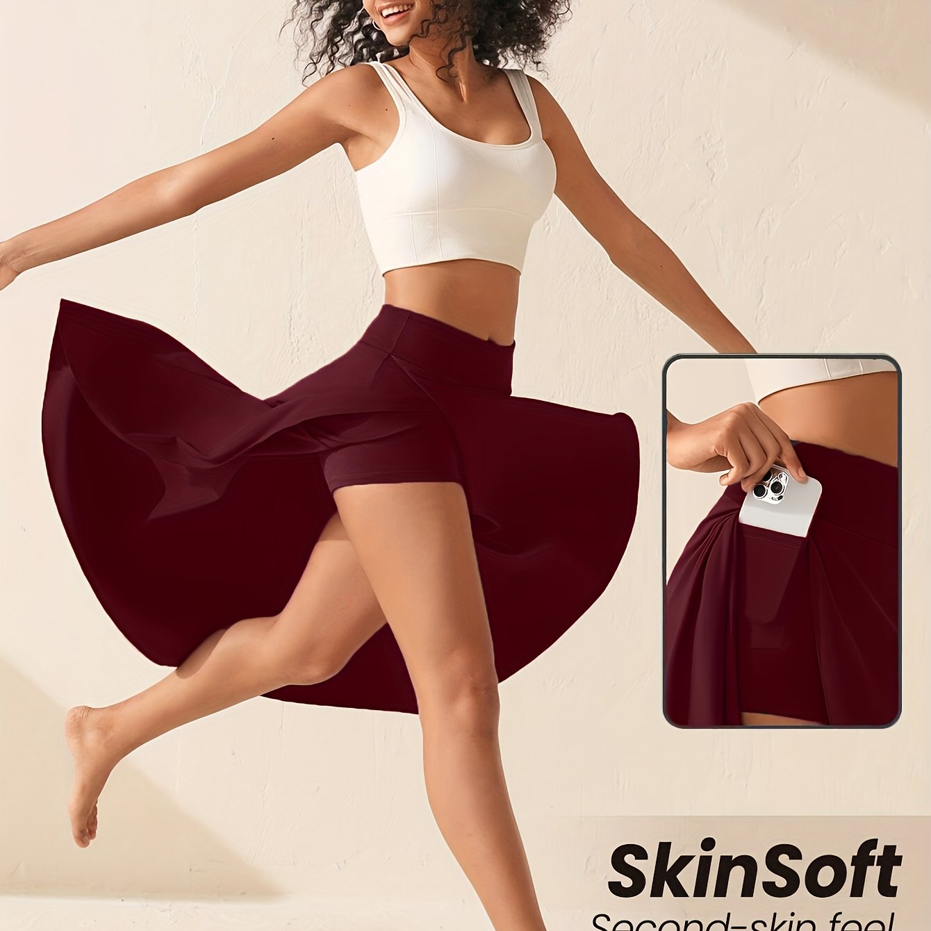 Plus Size Women's High-Waisted Skirt With Pockets Breathable Casual Dress