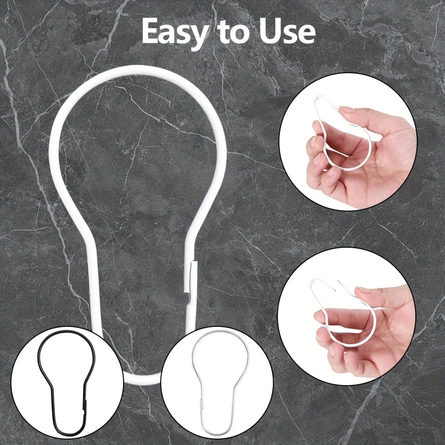 12-упаковка чугунных крючков для штор в хроме, черном и белом цветах для занавесок в ванной и на кухне.