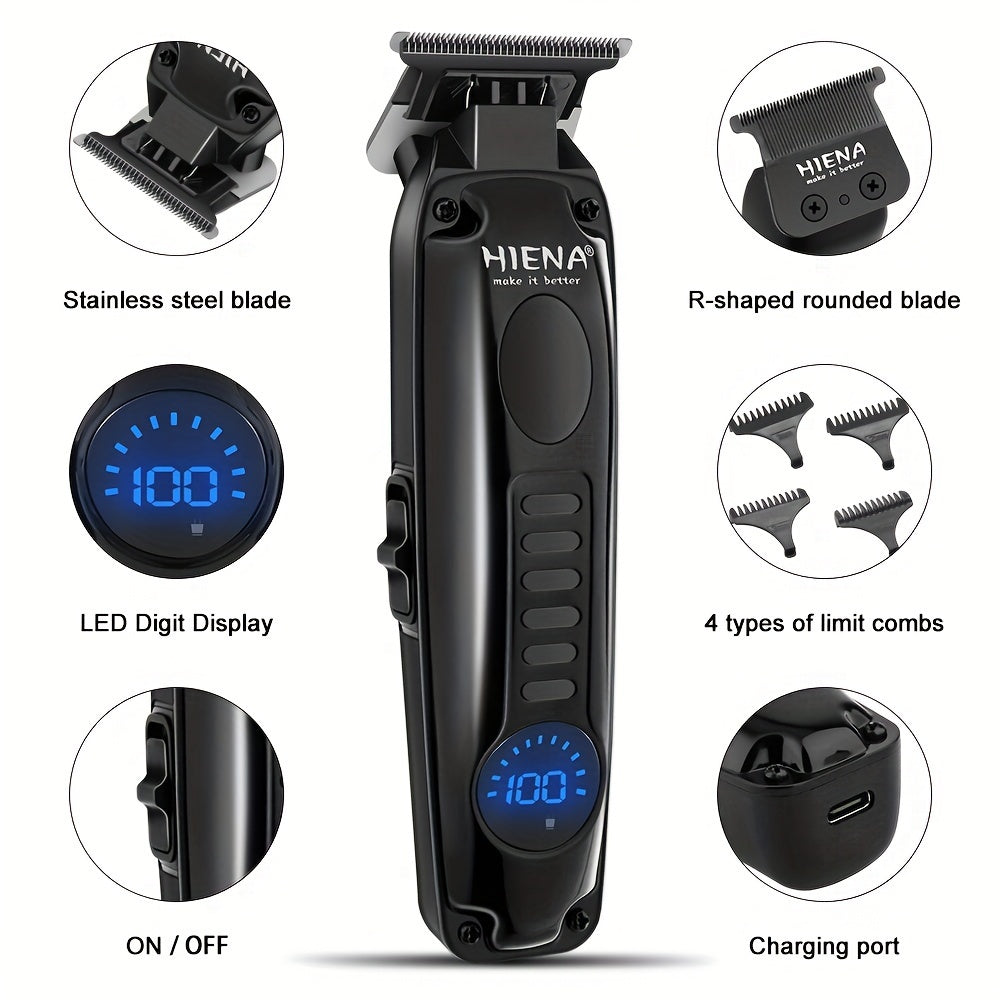 Hiena Professional erkaklar uchun soch kesish mashinasi 3-burchakli to'plam USB zaryadlash bilan