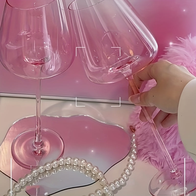 Pink Flamingo Crystal Wine Glasses Set of 2 Elegant Romantic for Valentine's Day