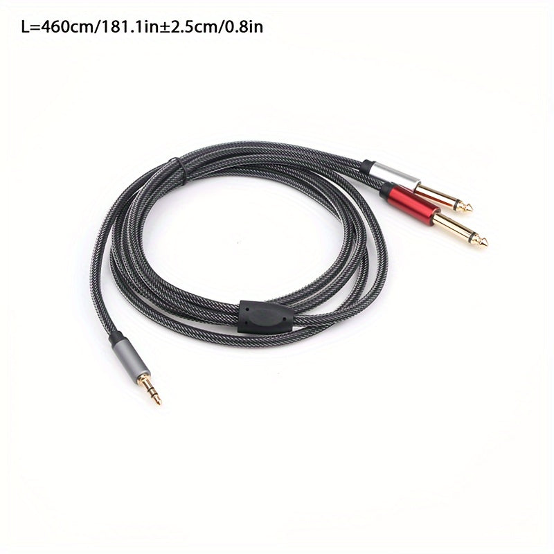 3.5mm to 2-6.35mm Audio Cable Y-Splitter Nylon Mesh Oxygen-Free Copper