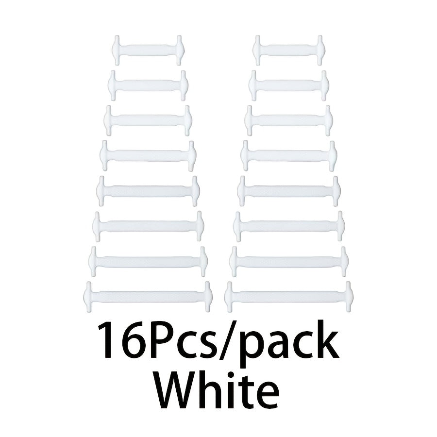 16-Pack Silicone No-Tie Shoelaces Waterproof Stain-Resistant Lightweight