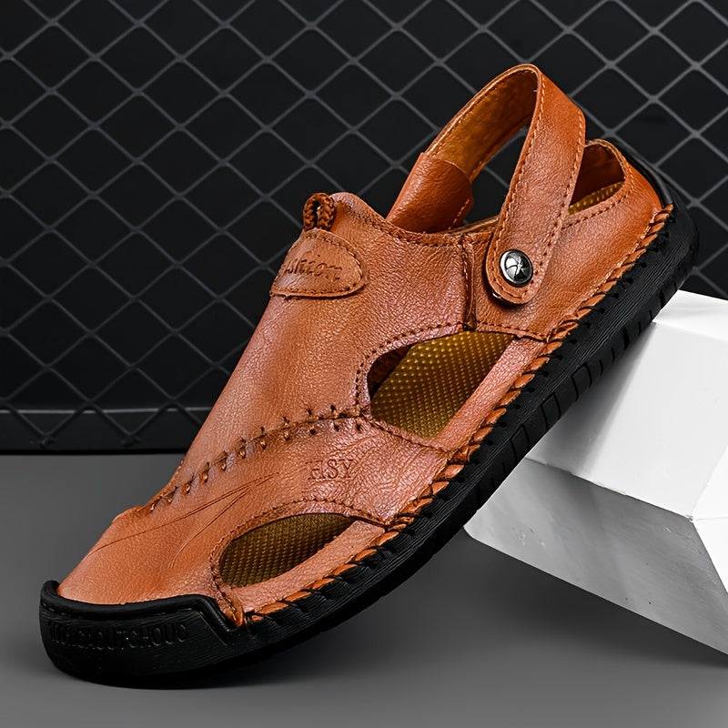 Vintage erkaklar sport sandallari, nafas oladigan slip-on dizayni, mikrofiber sintetik yuqori qismi, sun'iy astar va barcha mavsumlarda sayr qilish va kundalik kiyim uchun mos kauchuk taglik.