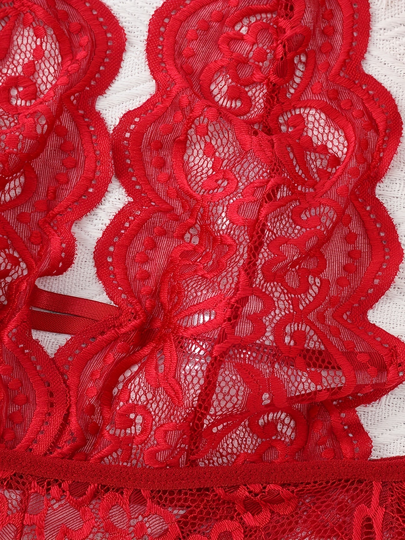 Women's Lace Pajamas Set with Satin Trim and Adjustable Straps