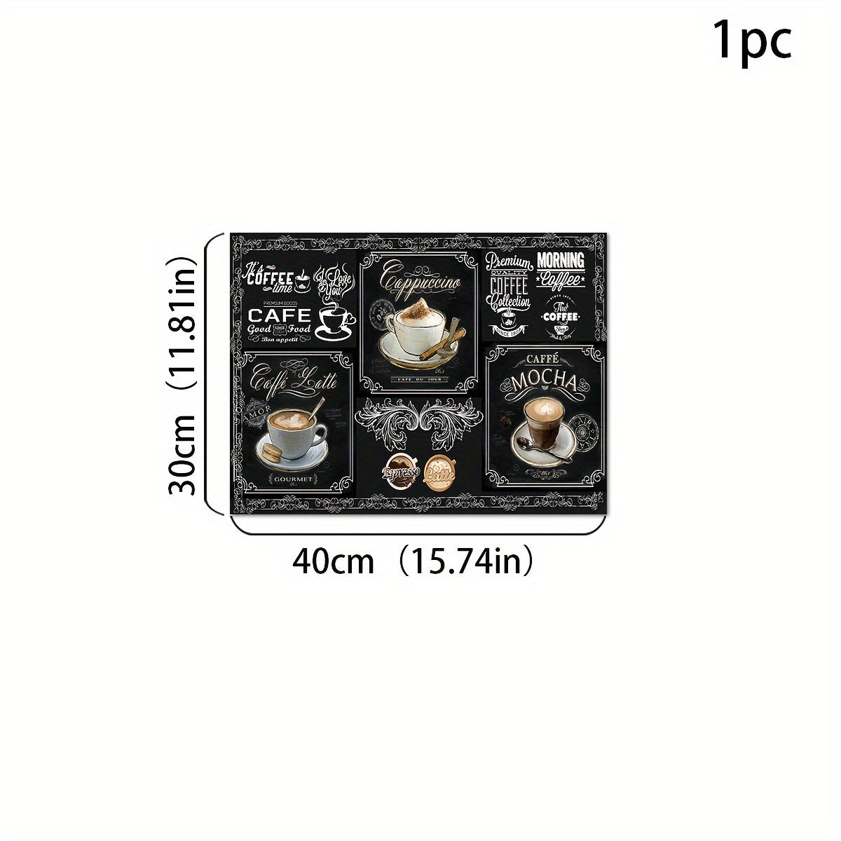 Alfombrilla de secado de goma con estampado retro de café, barro de diatomas duradero, multiusos