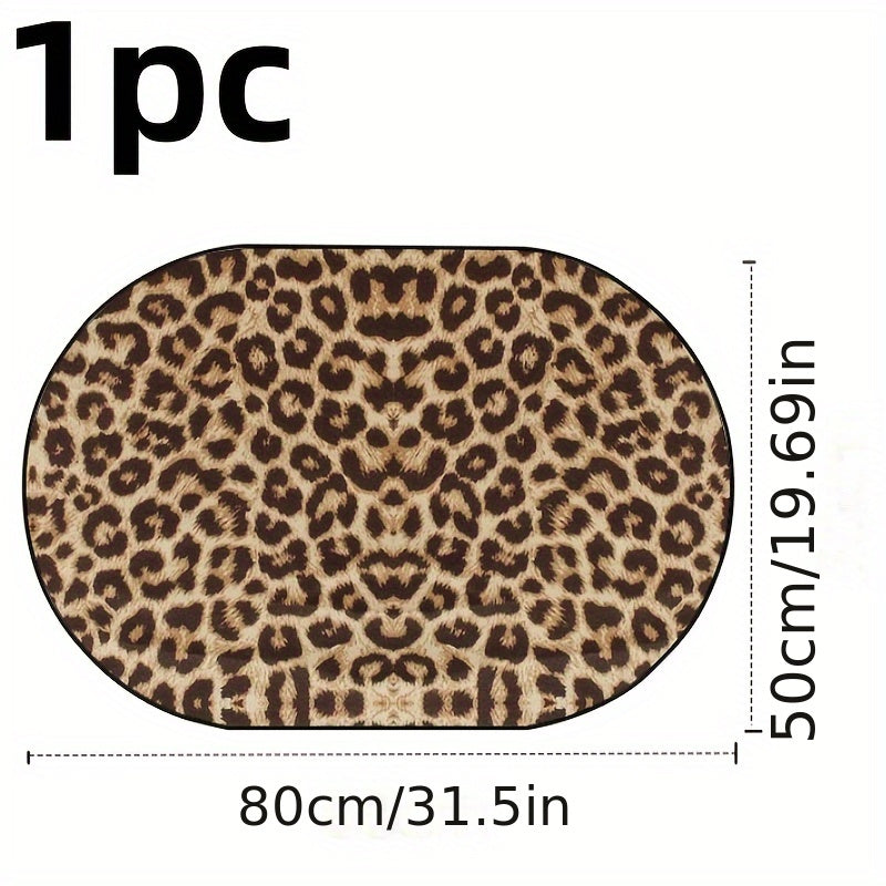 Absorbent Polyester Floor Mat for RV Bathroom Kitchen Bedroom Leopard Print