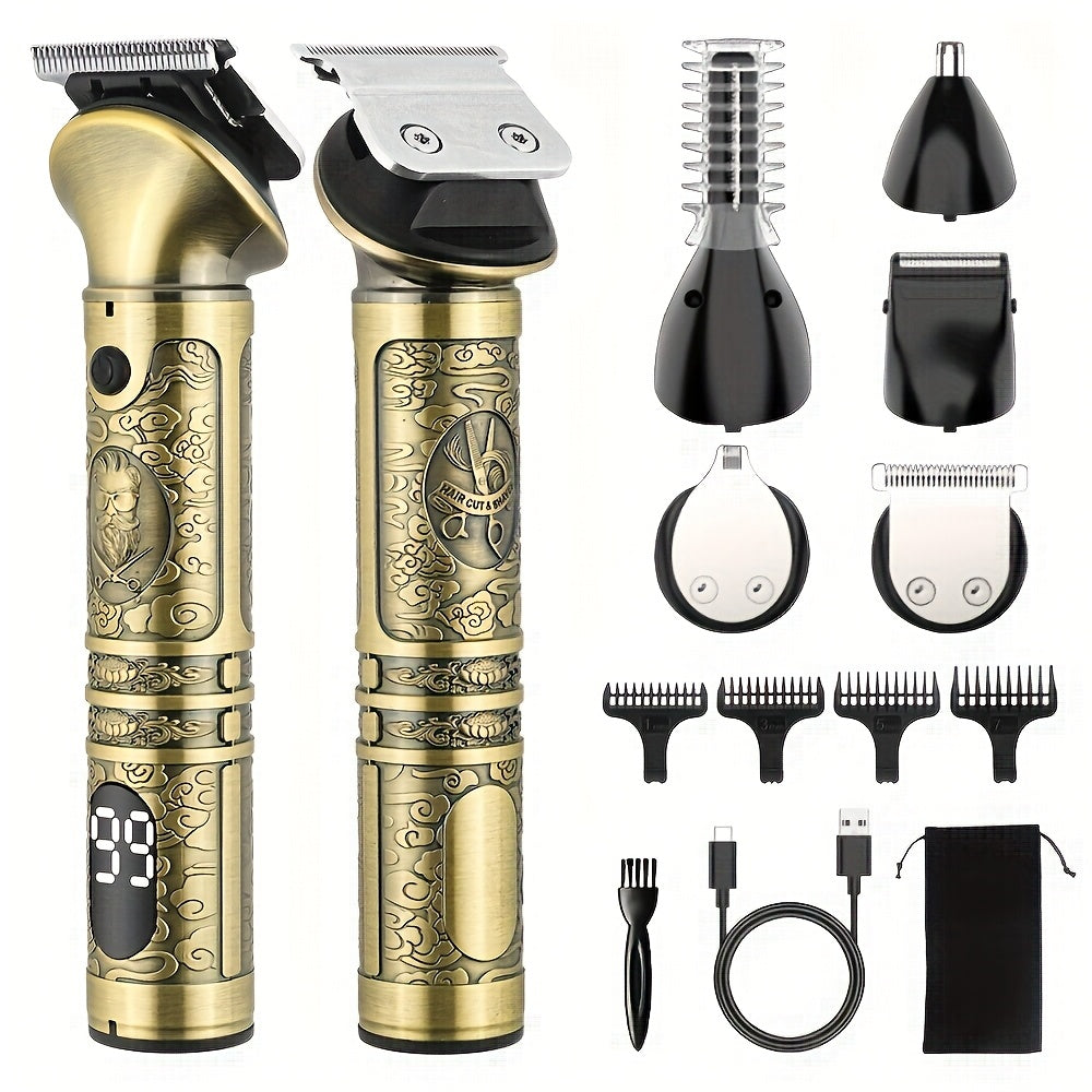 Мужской набор для ухода 6-в-1: триммер для бороды, электробритва, машинка для стрижки волос, триммер для усов, триммер для носа