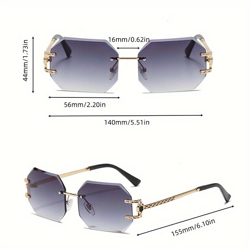 Women's Oversized Gradient Polygonal Frameless Fashion Glasses