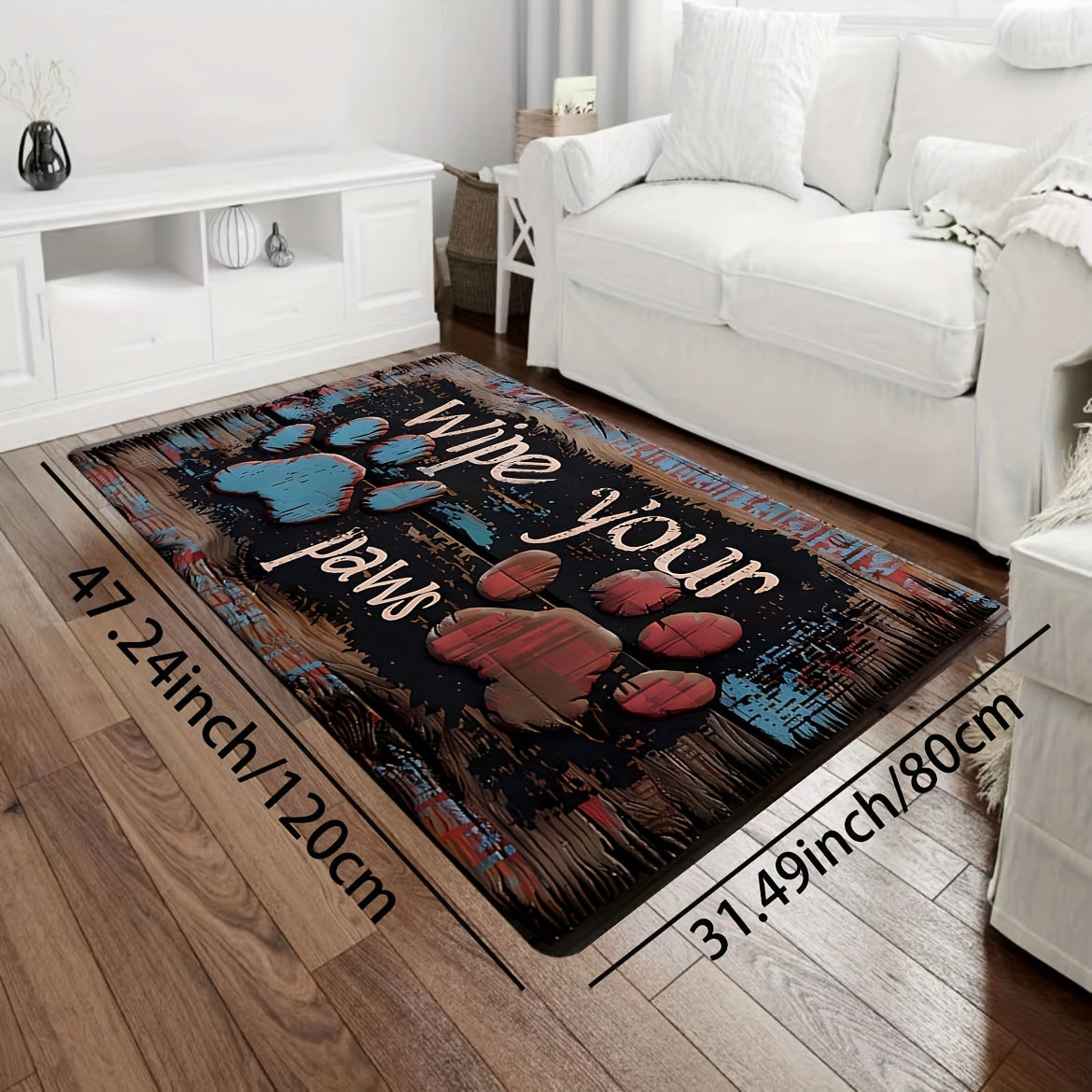 Claw Print Wood Grain Bathroom Carpet 8mm Thick Soft Non-Slip Indoor Mat