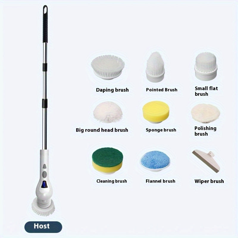 9-in-1 Electric Rotating Cleaning Brush with Spray Waterproof Wireless 9 Brush Heads