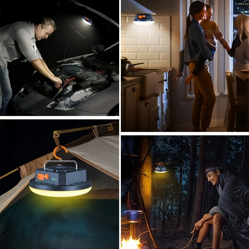 Linterna de camping LED recargable de 15W con batería de litio de 4800mAh, 2 modos de luz, función SOS