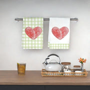 Valentine's Day Heart Print Tea Towels 2-Pack, 45.72x66.04 cm, Soft Polyester
