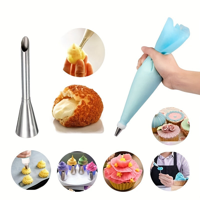 Set of 6 Silicone Pastry Icing Piping Bags and Tips for Cakes and Cupcakes