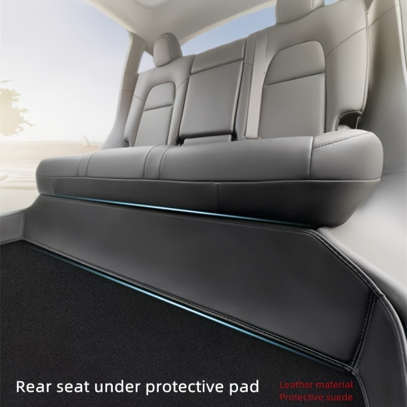 Rear Seat Cushion Protector and Kick Pad PU Leather for Model 3 and Y