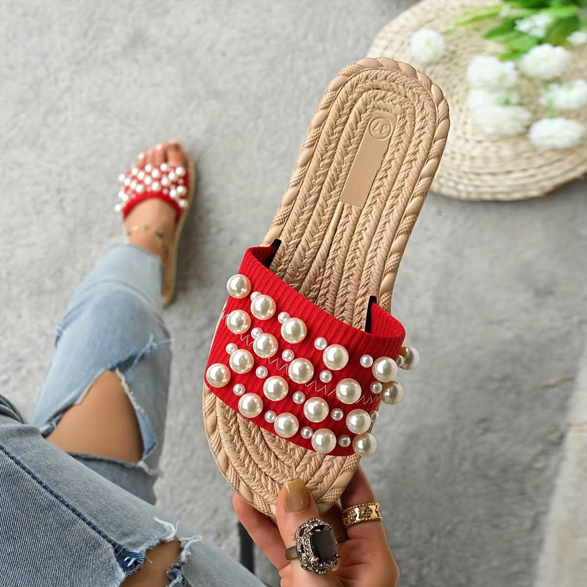 Women's Flat Slip-On Sandals Lightweight Strappy Bohemian Beach Shoes