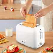 Тостер на 2 ломтика с автоматическим отключением, сверхширокими слотами, поддоном для крошек, функциями отмены, разморозки и подогрева, белый