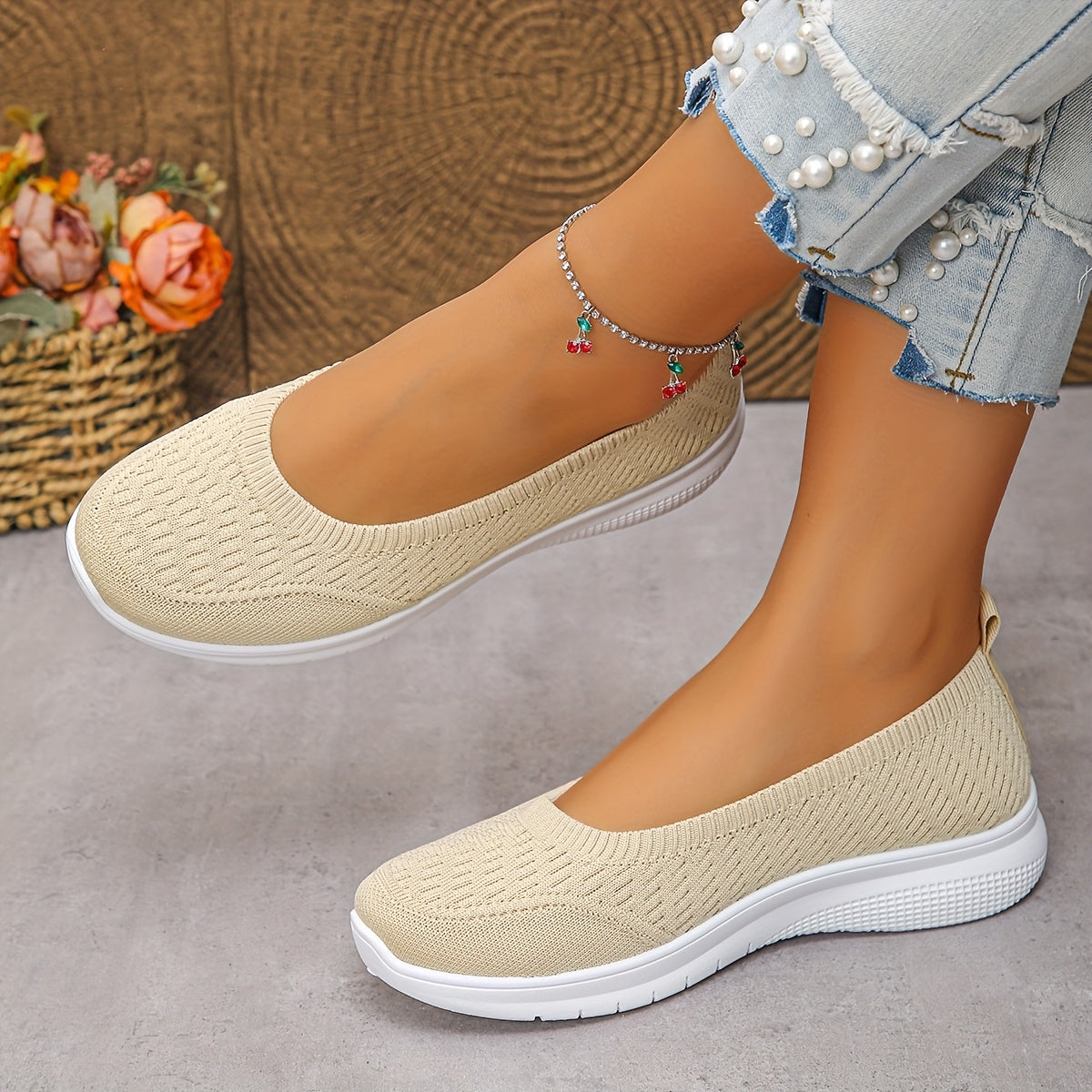 Women’s Slip-On Sock Sneakers Light Blue Casual Athletic Shoes