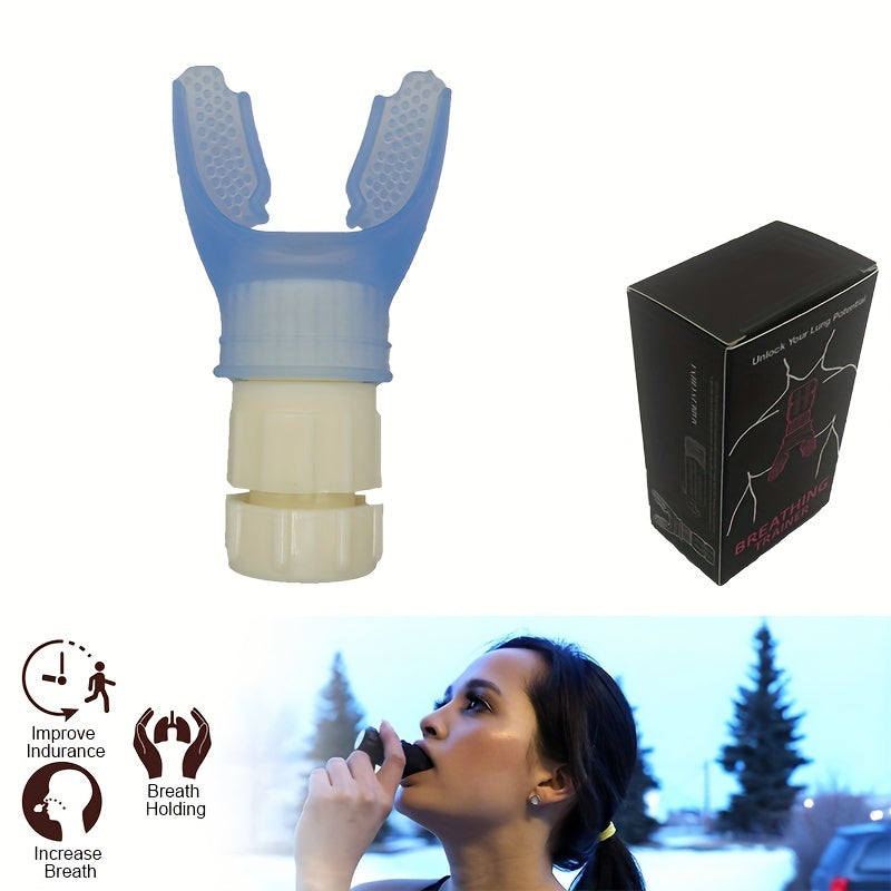 Adjustable Resistance Breathing Exerciser for Lung Capacity Training Black Blue White